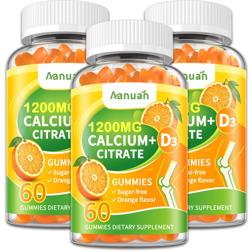 (3 Pack) Calcium Citrate 600-1200 mg with Vitamin D3 Gummies for Women Men
