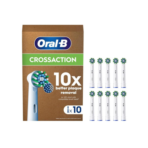 Oral-B Pro Cross Action Toothbrush Heads for Electric Toothbrush, Pack of 10, Suitable for a Post Box
