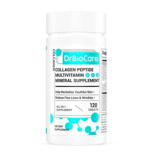 DrBioCare Collagen Peptides for Women, Beauty Vitamin & Mineral Supplement,Contains Vitamin D3, Probiotics for Women & Collagen Peptides,Vitamin E,Vitamin B Complex - Made in USA - 120 Tablets