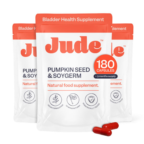 Jude Bladder Control Tablets, Daily Supplement, Reduce Leaks, Relieve Need-to-Go Urgency, Improve Sleep, Overactive Bladder Tablets, 180 Capsules