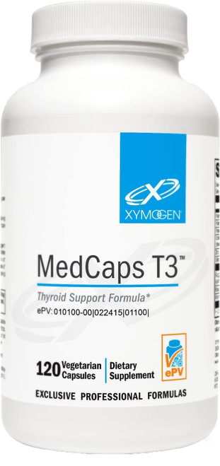 XYMOGEN MedCaps T3 - Supports Thyroid Hormone & Metabolism - Ashwagandha, Guggul, Zinc & Selenium - Vegetarian, Gluten-Free & Non-GMO - 120 Capsules