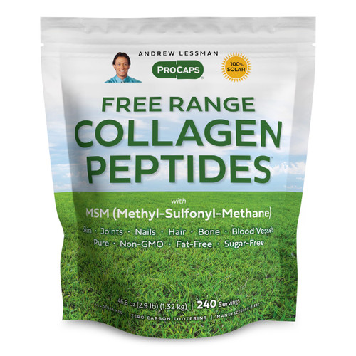 Andrew Lessman Free Range Collagen Peptides Powder and MSM 240 Servings - Supports Smooth Soft Skin, Comfortable Joints. Pure. Super Soluble. Unflavored. No Sugar. No Additives.