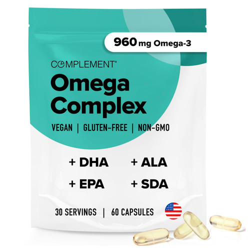 Vegan Omega 3 Supplement- 960mg Omega-3 Fatty Acids, DHA, EPA, SDA, ALA Supplement - Immune Support- 30 Servings, 60 Liquid Capsules