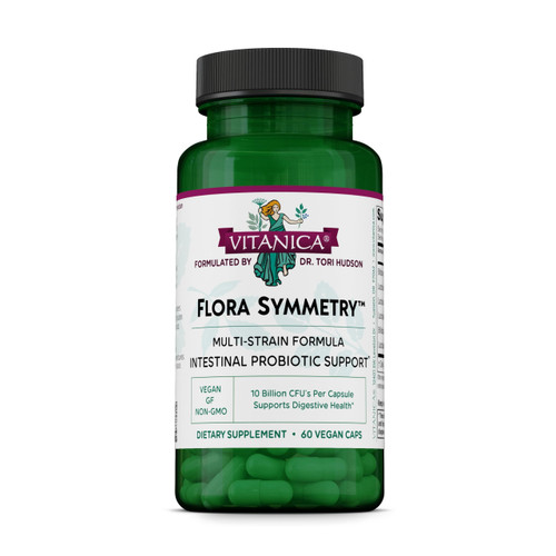 Vitanica Flora Symmetry - Intestinal Supplement with Lactobacillus & Bifidobacteria - Gut Health Support with Probiotics - Supports Digestive Immune Health - Vegan - 60 Capsules