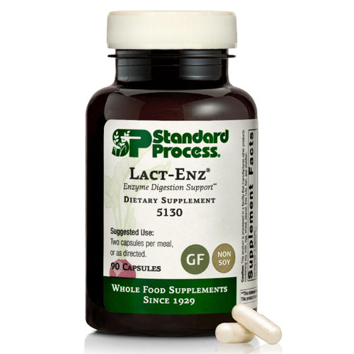 Standard Process Lact-ENZ - Enzyme Digestion Support - Probiotic Digestive Car & Immune System Support - Gluten-Free, Non-Dairy, & Non-Soy - 90 Capsules (45 Servings)
