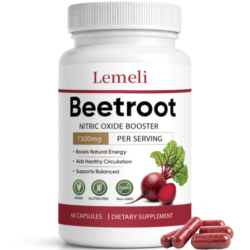ZOKRELIEF Lemeli Beetroot Capsules 1300mg | Nutrise Organic Beet Root Extract | Supports Immune, Digestive, Antioxidant | Boosts Vitality & Energy | Non-GMO | Gluten Free | 60 Capsules (1)