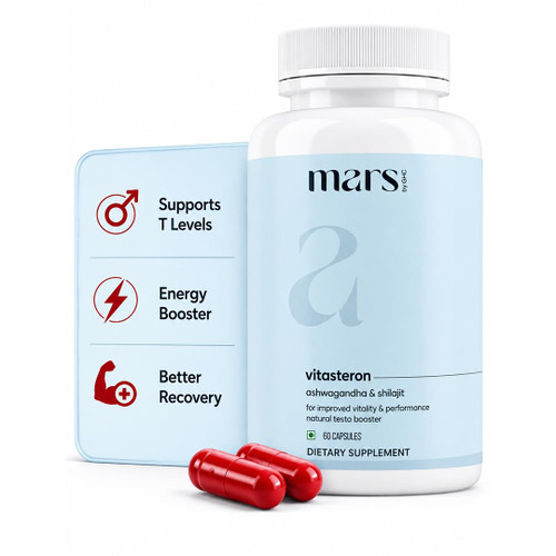 mars by GHC VitaSteron Capsules | Ashwagandha, Shilajit, Gokshura, Shatavari, Safed Musli & Kaunch Beej Blend | Herbal Capsule Formula | Daily Wellness Supplement | 60 Capsules