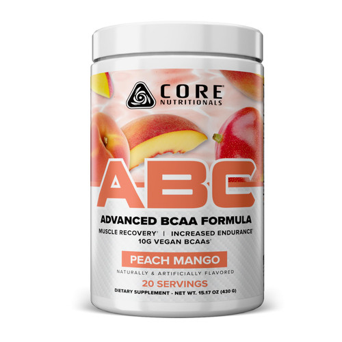 Core Nutritionals ABC Advanced BCAA Supplement | Amino Acid Recovery Blend | with Glutamine, Beta Alanine, Citrulline Malate | 20 Servings (Peach Mango)