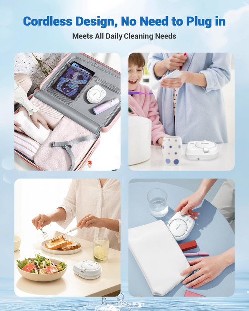 Cordless Retainer Cleaner Machine, 50kHz Ultrasonic Cleaning Pod for Aligners, Night Guards and Mouth Guards, Rechargeable Portable Cleaner with 6 Cleaning Tablets