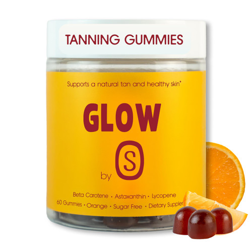Glow Tanning Gummies - Sunless Tanning Supplement with Beta Carotene, Astaxanthin, Lycopene, Hyaluronic Acid, Vitamin C & E - Tanning Pills for Face & Body, Sugar-Free, Vegan, Non-GMO, 60 Count