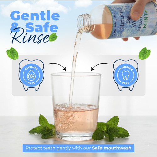 3 Pack Natural Saltwater Mouth Rinse | Himalayan Pink Salt Water Oral Rinse | Organic Refreshing Mint Flavor Fluoride & Alcohol Free Mouthwash for Fresh Breath | Natural Gum Care Mouthwash-16 FL Oz