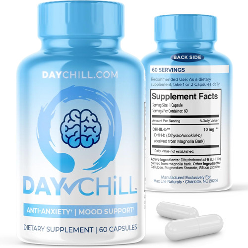 Chill Pill Happy Pills Mood Support Supplement for Women & Men with Magnolia Bark 60 Capsules, DHH-B Dihydrohonokiol-B Calm Pills, Minerals and Chill Formula for Relaxation & Balance, Made in USA