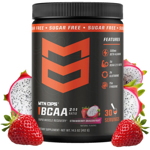 MTN OPS BCAA Powder for Muscle Recovery, Strawberry Dragonfruit