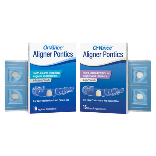 OrVance Aligner Pontics - Original (Medium) Shade (32 Count) | Temporary Tooth Replacement for Invisalign, Aligner Trays and Clear Retainers During Orthodontic Treatment