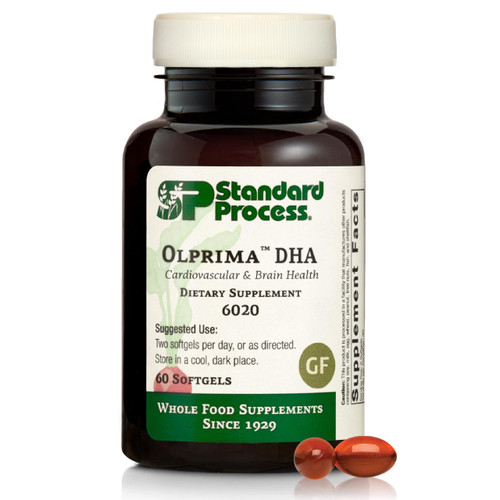Standard Process Olprima DHA - Omega-3 Supplement for Heart & Brain Health - Gluten-Free, Non-Dairy & -Soy - 60 Softgels (30 Servings)