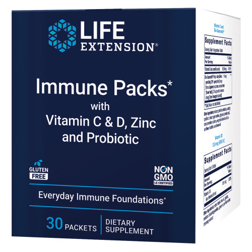 Life Extension - Immune Packs with Vitamin C & D, Zinc and Probiotic (30 Packs)