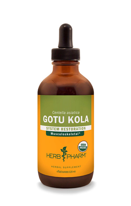 Herb Pharm Certified Organic Gotu Kola Liquid Extract for Musculoskeletal System Support - 4 Ounce