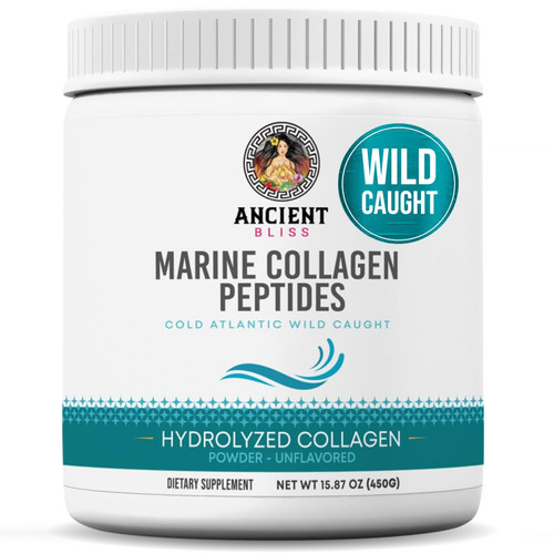 Ancient Bliss Wild-Caught Marine Fish Collagen Peptides Powder, Flavorless Collagen Protein Supplement with Type 1, Non-GMO, Gluten-Free, Amino Acid Supplement for Skin, Hair and Nails, 15.87 Oz