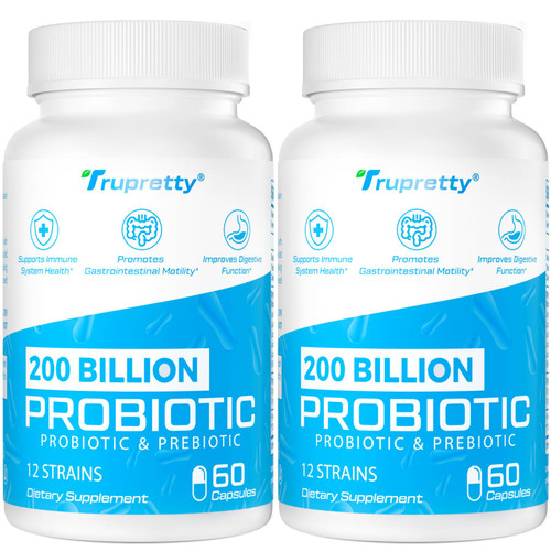 200 Billion Cfus 12 Strains Probiotic, with 3 Organic Prebiotics, Probiotics for Women Men, Daily Supplement for Immune, Gut, Digestive Health, Shelf Stable, Non GMO, 120 Caps (120-Days Supply)