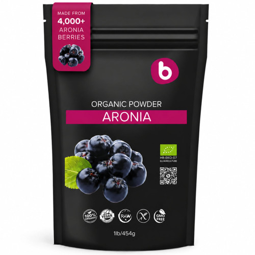 Natural Aronia Berry Powder - Black Chokeberry Superfood High in Anthocyanins & Polyphenols - Supports Immune System - Raw Chokeberries Superfood - Aronia Berries - Vegan, Gluten-Free - 1lb