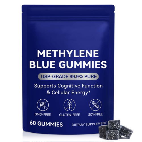 Methylene Blue Gummies 60 Count, 5mg Per Gummy, 99.9% Pure, Vegan, Non-GMO