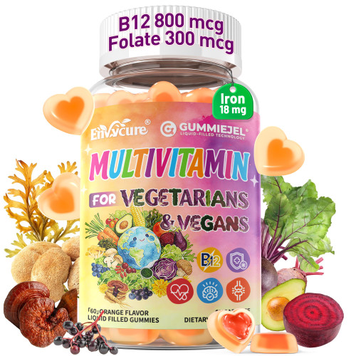 Vegan Methylated Multivitamin Gummies for Women & Men w/Iron, Zinc, Omega-3, D3K2, Methyl B12, Folate, Vegan Vitamins for Energy, Brain, Immune & Antioxidant Support for Vegans & Vegetarians 60Cts