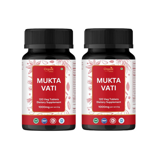 ORGANIC SPREE Mukta Vati 120 Tablets – Ayurvedic Formulation - Certified and Vegetarian - Pack of 2