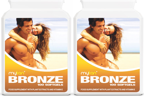 MyTan Bronze Tanning Pills Twin Pack | Astaxanthin Lutein Lycopene | 14-Week Season Supply