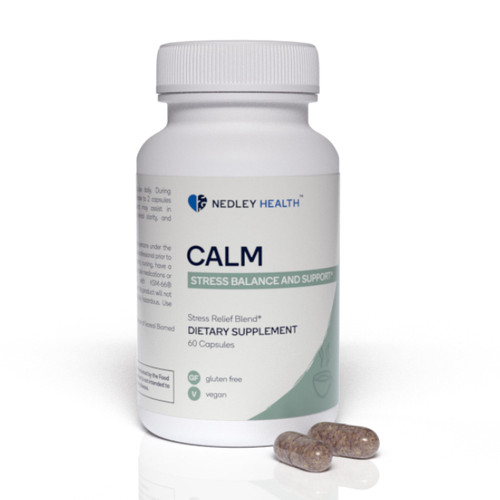 Nedley Health Calm - Natural Stress Relief & Mood Support Supplement - Ashwagandha, Lemon Balm, L-Theanine - 60 Vegan Capsules (Calm)