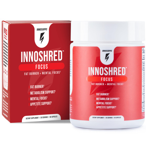 Inno Shred Focus Day Time Fat Burner, 100mg Capsimax, Grains of Paradise, Organic Caffeine, Green Tea Extract, Appetite Suppressant, Weight Loss Support, 60 Veggie Capsules (60 Capsules, with Focus)