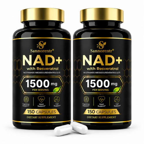 Sannorentr NAD Supplement 1500Mg, NAD+ Resveratrol Supplement Support Cellular Health for Women and Men, Energy & Healthy Aging, Non-GMO - 300 Count