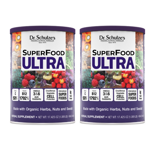 Dr. Schulze's SuperFood Ultra - Plant-Based Superfood Powder for Active Lifestyle Support - Vital Nutrients - Natural Ingredients - Gluten-Free & Dairy-Free - Vegan - 17.4 oz (13 Servings) - 2 Pack