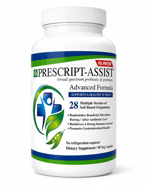 Prescript-Assist Advanced Formula with Pea Protein - 28 Strains Soil Microflora Probiotic & Prebiotic for Adults - Soil Based Probiotics for Gut Health & Digestion - No Refrigeration Needed, 90 Caps
