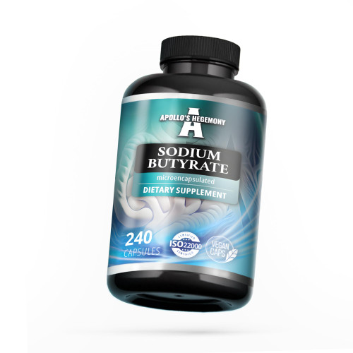 Sodium Butyrate High Dose 580 mg (30% Butyric Acid), 240 Vegan Capsules, 8 Month Supply, Sodium Supplement to Support Overal Gut Health - by Apollo's Hegemony