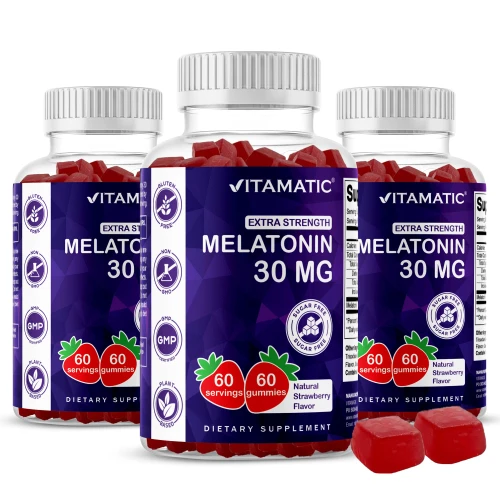 Vitamatic Sugar Free Melatonin 30mg per Gummy - 60 Servings - 60 Vegetarian Gummies - Non-Habit Forming Supplement (60 Count (Pack of 3))
