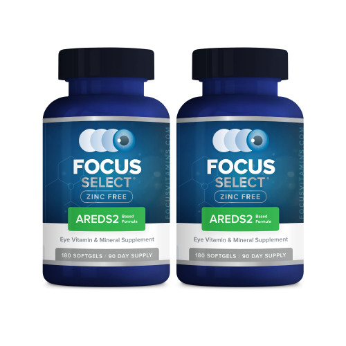 Focus Select Zinc Free Formula | 180 Softgel Capsules 2 Pack| AREDS2 Based Formula | Eye Vitamin & Supplement | Support for Macular Generation | Easy to Swallow Pill