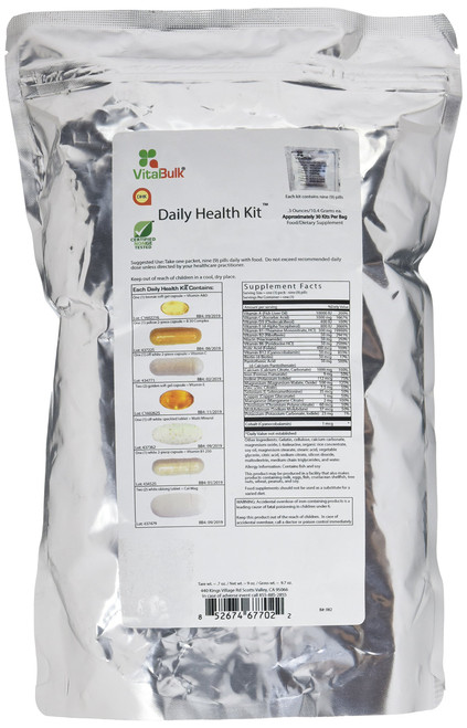 Vital Bulk Daily Health Kit Packet Multivitamins & Mineral 30 Count Box - Multivitamin for Men & Women - Contains Vitamin C 1000mg A D E K B Complex B12 Iron Calcium Magnesium & Potassium Supplement