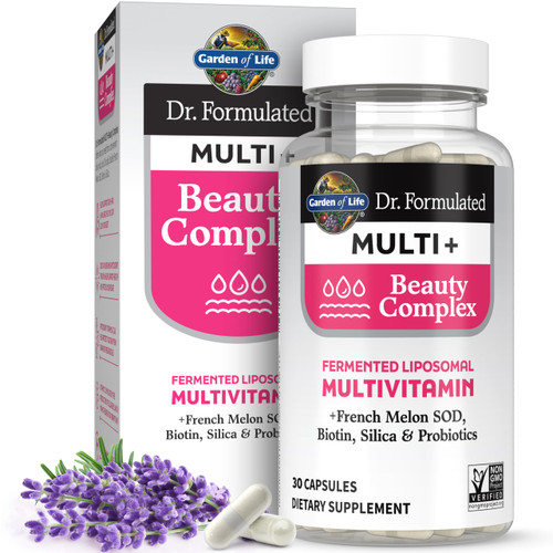 Garden of Life Dr. Formulated Multi+ Beauty Complex Capsule with Biotin, French Melon & Probiotics – Hair, Skin & Nails, Non-GMO, Gluten-Free, 30 Vegetarian Capsules