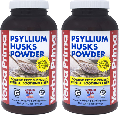 Yerba Prima Psyllium Husk Powder 12 oz (Pack of 2) - Natural Fiber Supplement