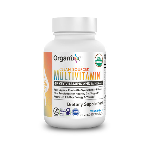 Organixx Clean Sourced Multivitamin for Women & Men, w/Vitamin C, D3, Vitamin B Complex, Probiotics, Organic Fruits & Vegetables, Supports Digestive Gut Health, Immune Support, 90 Vegan Gel Capsules