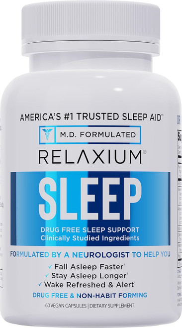 Relaxium Sleep Aid for Adults - Melatonin 5mg with Magnesium Glycinate, Valerest & Ashwagandha - Non-Habit Forming Sleep Support for Falling Asleep & Staying Asleep (30-Day Supply)