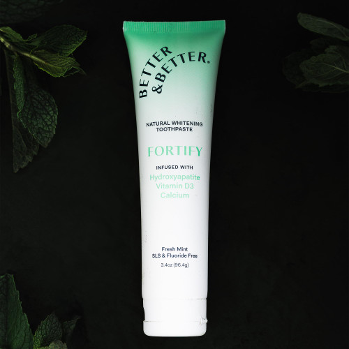 Better & Better Fortify Hydroxyapatite Toothpaste | Infused w/VIT. D & Calcium | Fluoride & SLS Free for Sensitive Brushers | Natural & Vegan Whitening Toothpaste | Fresh Mint Flavor | 3.4oz, 3 Pack