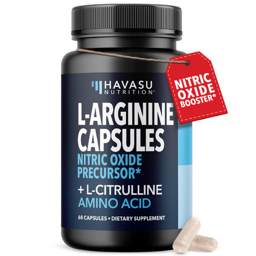 L-Arginine Capsules with L-Citrulline - Nitric Oxide Supplement - L Arginine and L Citrulline Blend - 60 Count - Vegan, Non-GMO Capsules for Performance, Endurance and Muscle Support - 1 Month Supply