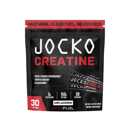 Jocko Fuel Creatine Monohydrate Stick Packs - Pure Micronized Travel Size Powders for Men & Women, Supports Muscle Growth, Strength, Recovery & Cognition, Unflavored, 150 Grams, 30 Servings