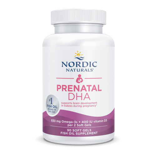 Nordic Naturals Prenatal DHA, Unflavored - 90 Soft Gels - 830 mg Omega-3 + 400 IU Vitamin D3 - Supports Brain Development in Babies During Pregnancy & Lactation - Non-GMO - 45 Servings