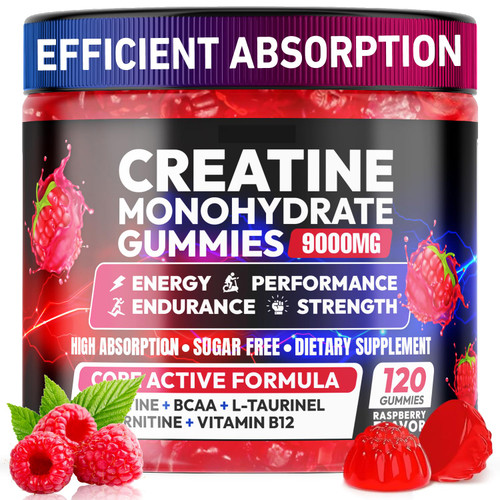 Cytona Creatine Gummies Monohydrate Complex, Pre-Workout for Men & Women, Creatine Gummy with L-Taurine, BCAA 2:1, B12/6 for Muscle Support, Enhance Strength, Energy Boost-120 Count