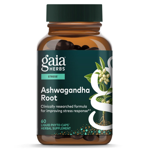 Gaia Herbs Ashwagandha Root 350 mg - Supports Balanced Energy Levels & Positive Outlook*- Supports Healthy Cortisol Balance* - 60 Vegan Liquid Phyto-Caps (30 Servings)
