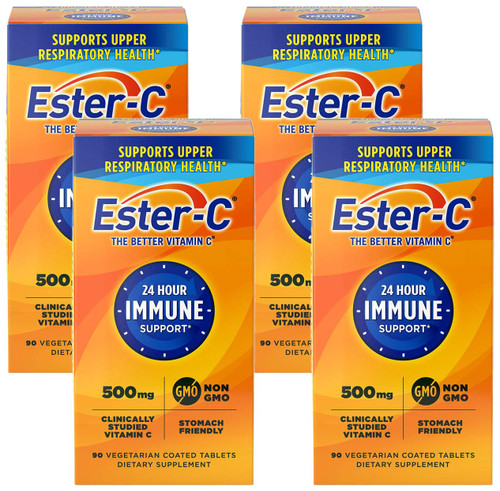 Ester-C 500 mg 24 Hour Vitamin C Tablets for Immune Support, Vitamin-C Supplement, 90 Count (Pack of 4)