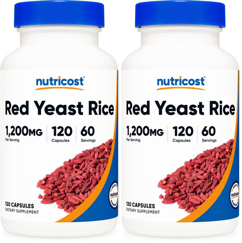 Nutricost Red Yeast Rice 1200mg, 120 Capsules - 60 Serv, Veggie Caps, Non-GMO, Gluten Free (Pack of 2)