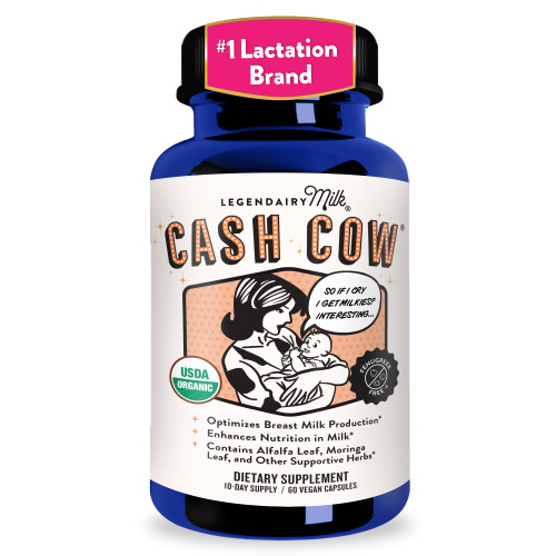 Legendairy Milk Cash Cow Lactation Supplement, Moringa, Alfalfa, and Goat's Rue Breastfeeding Supplement for Milk Supply Increase, Fenugreek-Free, Certified Organic, Vegan, Non-GMO, 60 Capsules